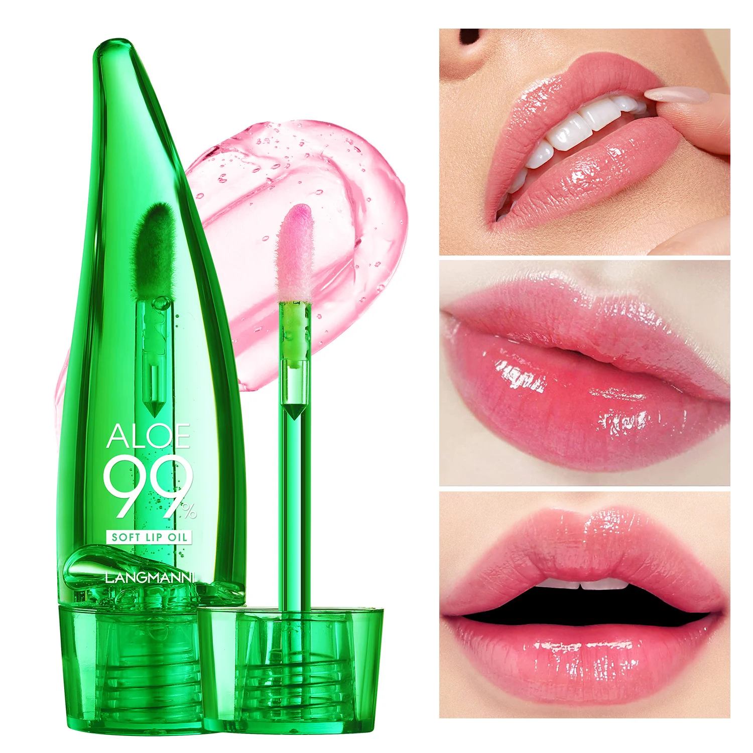 Langmanni Aloe Vera Temperature Change Lip Oil - Soft Lip Gloss, Hydrating, High Shine