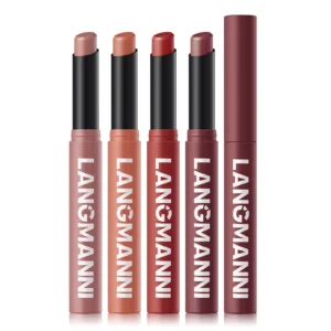 Langmanni 12-Color Matte Lipstick, Slanted Twist-up, Velvety & Long-Lasting