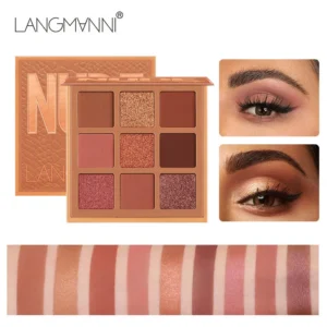 Langmanni 9-Color Eyeshadow Palette with Shimmer & Matte for Daily & Night Makeup